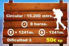 Circular / 15.200 mtrs.     8 horas. + 1241m. - 1241m.  Dificultad 3 50€ xp