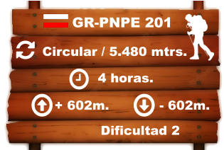 Circular / 5.480 mtrs.     4 horas. + 602m. - 602m.  Dificultad 2 GR-PNPE 201